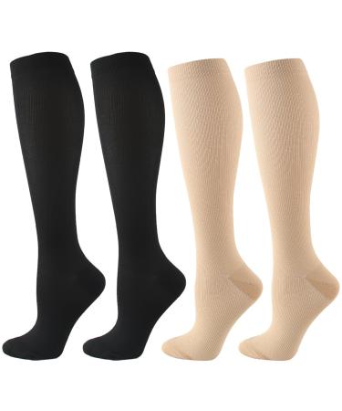 ZKHSeou 2 pairs of compression socks compression socks for women and men support socks suitable for running sport flying traveling cycling
