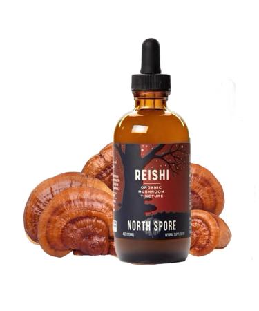 North Spore Reishi Mushroom Extract Tincture | High Potency Organic Ganoderma lucidum, 100% Fruiting Bodies | Non-GMO, Vegan - 4oz 4 Fl Oz (Pack of 1)