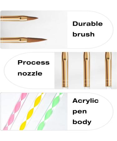 5 Pcs Round Sable Acrylic Nail Brush Set - Nail Art Tool Set No.2/4/6/8/10 (Golden) - Buy Online on GoSupps.com