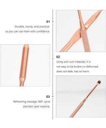 3pcs Stainless Steel Earwax Removal Kit - Rose Gold Ear Cleaning Tools for Adults, Double-Ended Ear Curettes and Massage Spoons - Buy Online on GoSupps.com