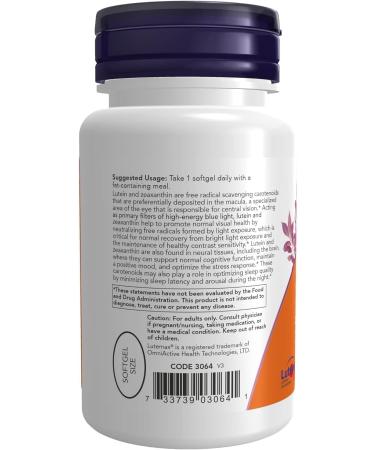 Now Foods Lutein 25mg and Zeaxanthin 5mg 60gels - Buy Online on GoSupps.com
