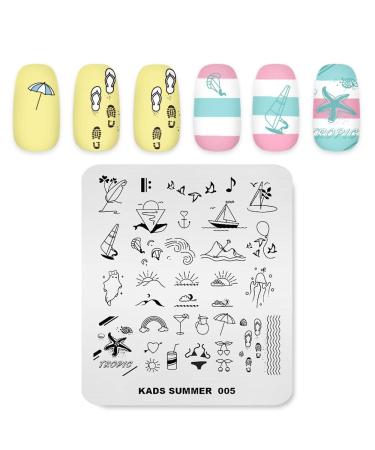 Nail stamp plate summer topic picture print design templates swimming beach bikini juice several pattern manicure design template diy nail art stamping tools SU005