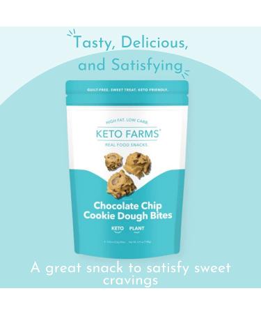 Keto Farms Chocolate Chip Keto Cookie Dough Bites - Protein Snacks, Low Carb, Vegan, Gluten Free - Buy Online on GoSupps.com