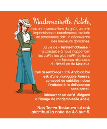 TERRAMOKA - 1 Kg Organic Coffee Beans of Excellence - 100% Pure Arabica from Mexico and Brazil - Delicate fine and fruity - 100% Recyclable Bag - Mademoiselle Ad le - Roasted in France - Buy Online on GoSupps.com