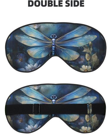 Art Blue Dragonfly Print Double-Sided Eye Mask | Blackout Sleep Mask for Women & Men - All Night Comfort - Buy Online on GoSupps.com