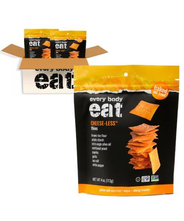 Every Body Eat Snack Thins, Cheese-less Flavor, Vegan, Gluten Free and Dairy Free (Pack of 2) Cheese-Less 4 Ounce (Pack of 2)