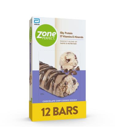 ZonePerfect Protein Bars, 10g Protein, 17 Vitamins & Minerals, Nutritious Snack Bar, Chocolate Chip Cookie Dough, 12 Bars