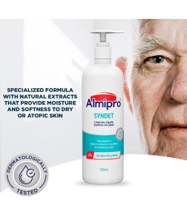Almipro Syndet Skin Cleanser - Soap-Free Moisturizing Body Wash with Aloe Vera & Oatmeal for Sensitive Skin | 16.9 fl. oz. | Dermatologist Recommended - Buy Online on GoSupps.com