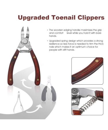 BEZOX Wooden Handle Toenail Clippers - Sharp Nail Scissors for Ingrown & Thick Nails - Includes Metal File - Gift Box Packaging - Buy Online on GoSupps.com