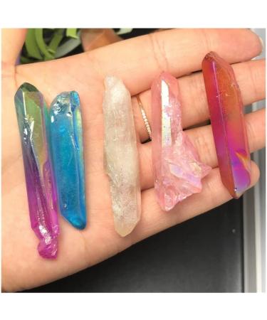5 Pack Natural Crystal Points Rainbow Titanium Treated Quartz Rods Natural Quartz Crystal Minerals s - Buy Online on GoSupps.com