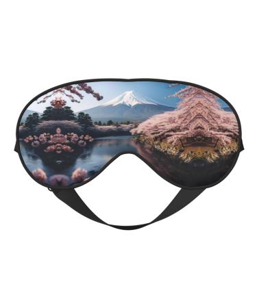 SSIMOO Japan Mount Fuji Landscape Sleep Mask-Adjustable Breathable Fashionable Eye Mask for A Comfortable Sleep Experience Black