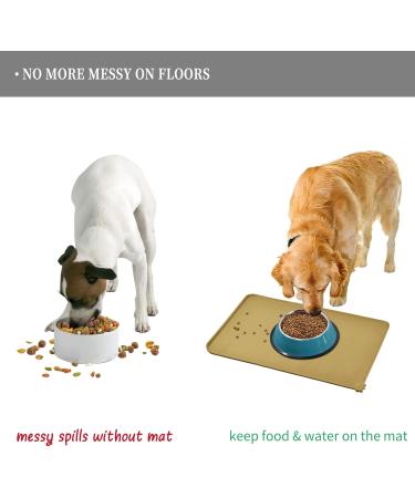 Reopet Waterproof Silicone Feed Mats for Pets - Elevated Edges 53x37 cm Khaki - Perfect for Dogs & Cats - International Shipping Available - Buy Online on GoSupps.com