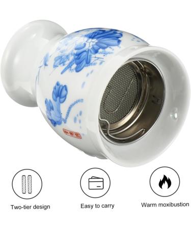 Partykindom 3 STK Gua Sha Pot Tool - Moxa Stick Burner for Kegel Treatment | Blue & White Porcelain Moxibustion Massage Device - Buy Online on GoSupps.com