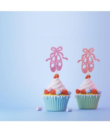 ROSTYAKZ 24pcs Ballet Cupcake Toppers Ballet Shoes Cupcake Toppers Pink Glitter Ballerina Cake Decoration for Girl Ballet Themed Baby Shower/Birthday Party Supplies - Buy Online on GoSupps.com