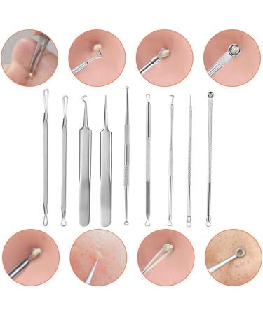 9 in 1 Pimple Blackhead Remover Extractor Tool Kit Professional Blackhead Remover Comedone Pimple Extractor Tool with a Leather Bag - Buy Online on GoSupps.com