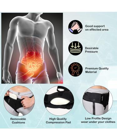 Wonder Care Black Inguinal Hernia Support Truss with Removable Compression Pad - L(36-39 inches) - Single Right - Buy Online on GoSupps.com