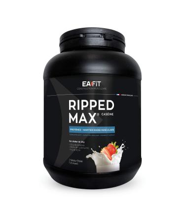 Ripped Max Casein | EAFIT | Slow Assimilation Casein 100% Micellar + Vitamins and Minerals (Magnesium Iron) | High in Protein | Mixing Powder in a Shaker for Sports | Strawberry | 750g