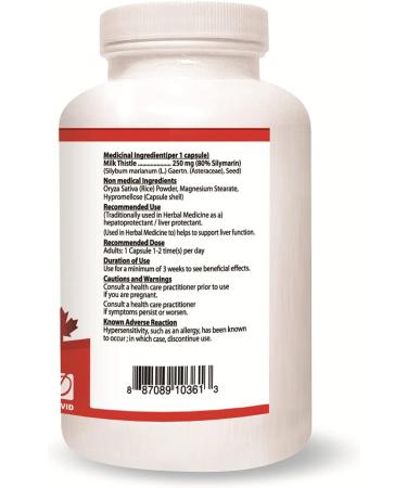 Nuridom Milk Thistle Capsules 250mg Supports Liver Function 80% Silymarin Milk Thistle Seed Extract Supplement Non-GMO Vegan Gluten-Free Dairy and Soy Free (300 Count) - Buy Online on GoSupps.com