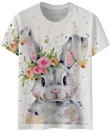 Women's Kawaii Happy Easter Bunny Shirt - X-Large White - Buy Online on GoSupps.com