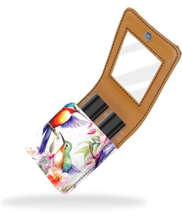 Travel Lipstick Organizer Case | Portable Makeup Bag with Mirror | Flowers & Birds Design - Shop Now - Buy Online on GoSupps.com
