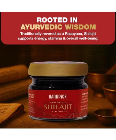 HANDPICK 400 mg Ultra Concentrated Pure Himalayan Shilajit Resin | 75% Fulvic Acid 85+ Minerals | Feel Masculinity High Potency Strength & Stamina I Lab Tested for Purity I 50 gm (125 Servings) Shilajit Resin 50gm - Buy Online on GoSupps.com