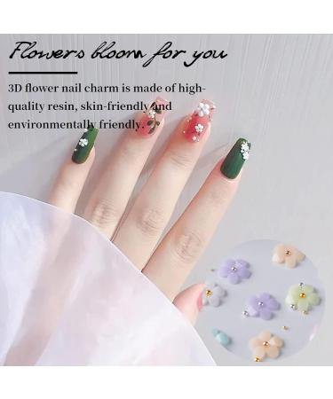 3D Flower Nail Charms with Gold Silver Caviar Beads - Nail Art Decoration - Buy Online on GoSupps.com