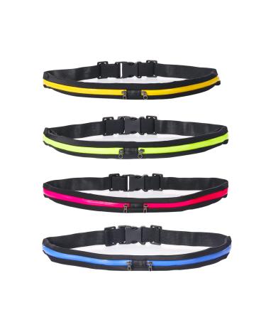 Floatdream 4 pieces of cell phone bag sports running Belt hip pocket sports belt waterproof adjustable 2 compartments holds mobile phones keys headphones etc.