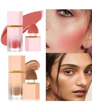 Liquid Blush & Contour Makeup Set - Soft Breathable Formula with Built-in Sponge | Perfect Gift Set (#Rouge 03 + Contour 01) - Buy Online on GoSupps.com