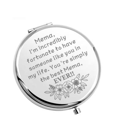 CHOORO Mema Gift for Mother's Day Compact Makeup Mirror Grandmother Mema Gift from Granddaughter Appreciation Gift (Best Mema-M)