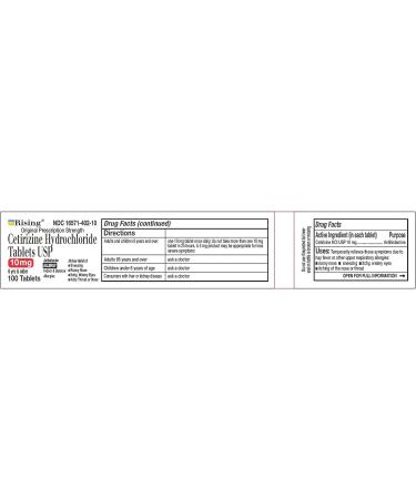 Rising Pharma Cetirizine HCL 10mg Antihistamine Seasonal Allergy Tablets - 100 Tablets - Buy Online on GoSupps.com