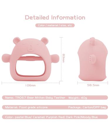 QANGCE Anti-Drop Baby Teething Toy | Food Grade Silicone Teether for Babies 0-6 Months | Chew Toy with Massage Granules | Pacifier for Teething Discomfort Relief (Dark Pink) - Buy Online on GoSupps.com