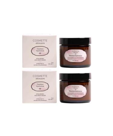 Cosmette Timeless Hydration Hyaluronic Acid Moisturizer With Vitamin C Vitamin E and Rose Oil Moisturizing Face Lotion Natural Skin Care Vegan 2 FL Oz (2 Pack)
