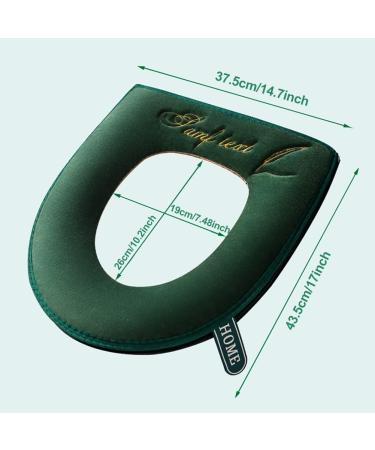 2pcs Washable Warmer Toilet Seat Cover Set with Lid Lifter Handle | Soft Thicker Warmer Mat for Elongated Toilet Seats - Buy Online on GoSupps.com