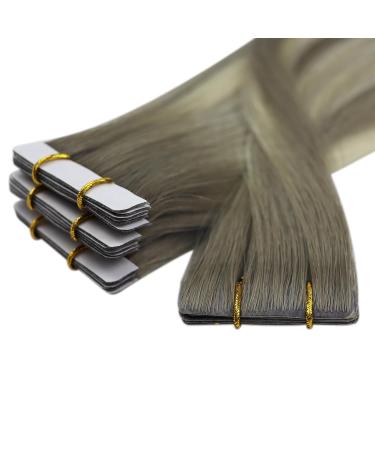Youngsee Ombre Real Hair Tape Extensions - 40cm Light Ash Brown to Blonde - 5pcs 10g Virgin Skin Weft - Buy Online on GoSupps.com