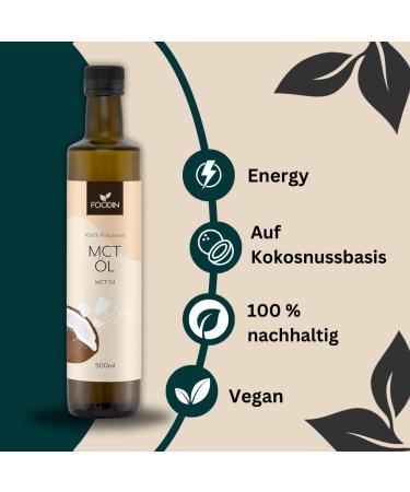 Foodin 100% Coconut MCT Oil - Vegan & Gluten-Free 500ml for Ketogenic Diet - Buy Online on GoSupps.com