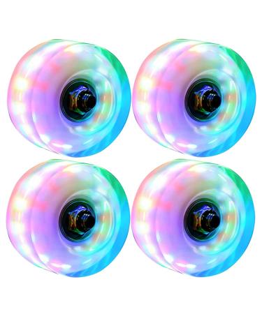 hlaill Roller Skate Wheels Luminous Light Up, with Bearings Outdoor Installed 4 Pack - Roller Skate Wheels for Double Row Skating and Skateboard 32mm x 58mm
