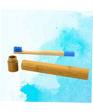 Eco-Friendly Wooden Toothbrush with Round Handle - Blue Bristles | 1 Pack - Ideal for Sustainable Oral Care - Buy Online on GoSupps.com