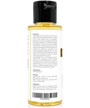 Velona Polysorbate 20 - 2 oz Solubilizer for Food & Cosmetic Grade | All Natural Cooking, Skin Care, Bath Bombs | 2 Ounce Pack - Buy Online on GoSupps.com