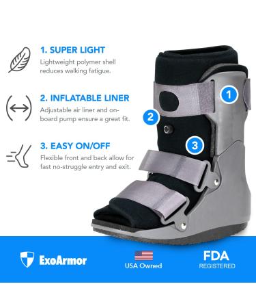 ExoArmor Superlight Walking Boot for Sprained Ankle & Foot Injuries - Air Liner, Short/Medium - 1 Pack - Buy Online on GoSupps.com