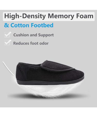 MEJORMEN Men's Diabetic Slippers - Adjustable House Shoes for Wide Swollen Feet - Black Stripe - Buy Online on GoSupps.com