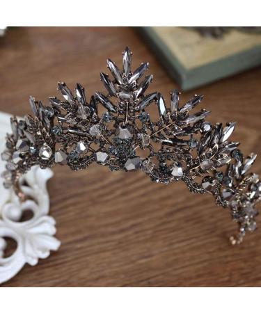 Baroque Queen Crystal Wedding Crown | Vintage Gothic Headband for Women | Luxury Headpiece for Wedding, Prom & Halloween Costume - Black - Buy Online on GoSupps.com