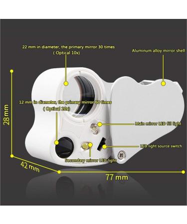 ES for Hobbies Reading Magnifier 30 Times 60 Times Higher Magnification Magnifier Magnifying Geological LED Light Reading Identification Jewelry Magnifier Magnifying Portable Hand-h Better Life - Buy Online on GoSupps.com