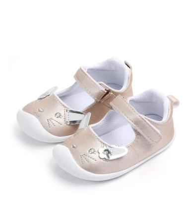 LACOFIA Baby Girls Mary Jane Flats Infant Anti-Slip First Walking Shoes 3 UK Child B Gold