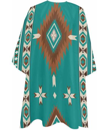 Turquoise Southwestern Barber Cape - Vintage Boho Hair Cutting Cape for Men Women and Kids | 55x63 Inch Adjustable Salon Accessory - Buy Online on GoSupps.com
