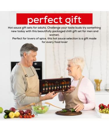 Chilli Lover Gift Set 2023 - Gourmet Hot Sauce Set for Men & Women | Christmas Present | 10 x 50ml Glass Bottles | Vegan | Chili Challenge | 12 PC Set - Buy Online on GoSupps.com