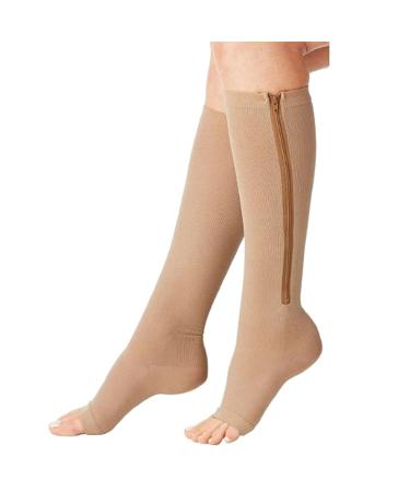 Kingbridal compression stockings with open toe area knee high with zipper for men and women graded recreational stockings for running prevents swelling