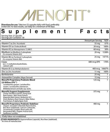 MenoFit - Natural Menopause Relief Supplements for Women - 60 Herbal Capsules with Probiotics - Buy Online on GoSupps.com