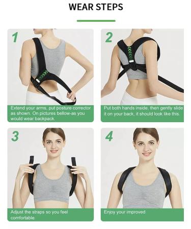 Posture Corrector Back Brace for Men & Women | Upper Spine Support & Pain Relief | Black - Buy Online on GoSupps.com