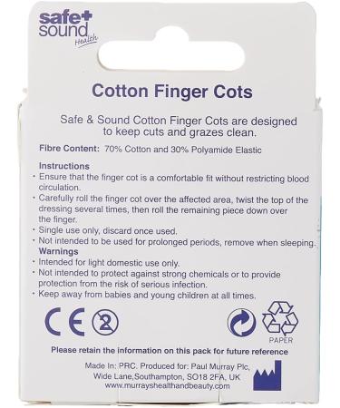 Safe & Sound Cotton Finger Cots - Protection for Fingers - Buy Online - Buy Online on GoSupps.com