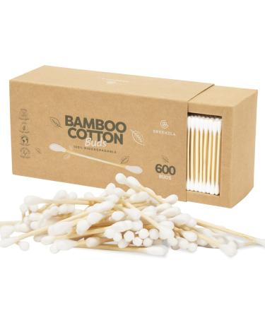 600 Pack Organic Cotton Swabs Natural Cotton Swabs for Ears Cruelty-Free Cotton Swabs Biodegradable All Natural Chlorine-Free & Hypoallergenic Cotton Swabs Comes with Eco Friendly Cotton Swab Holder